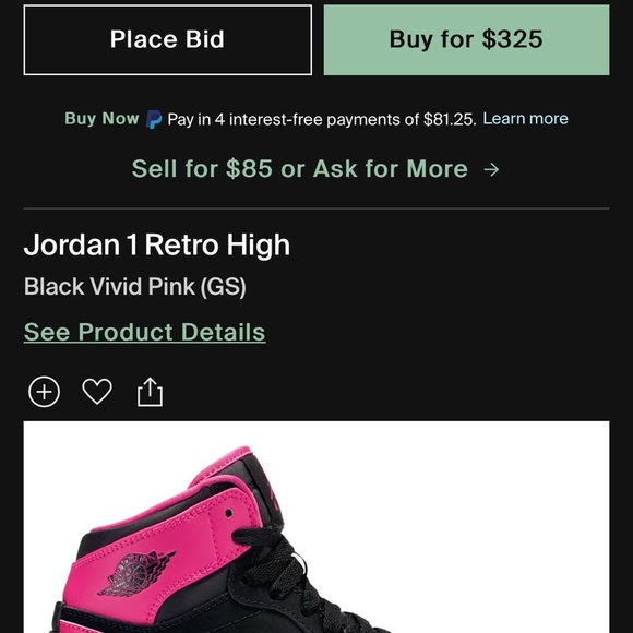 Jordan 1 Retro High
Black Vivid Pink (GS) 6.5 Y - Picture 4 of 4